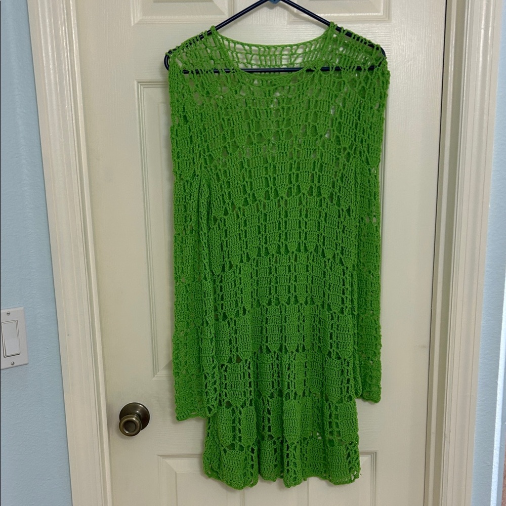 Green Crochet Knit Skirt - Women